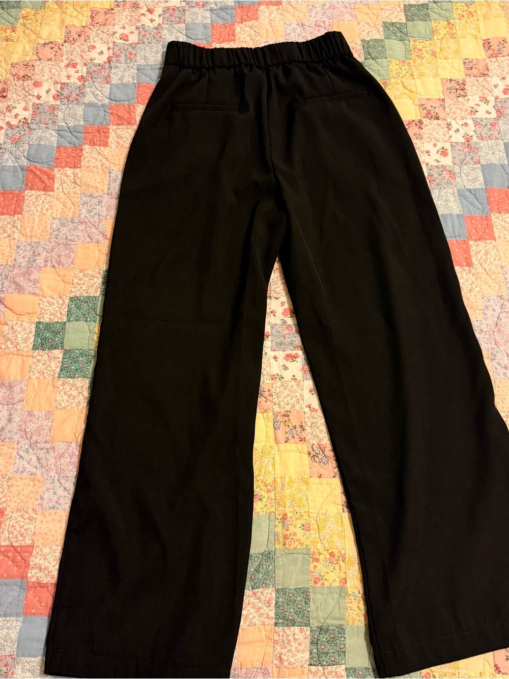 Women's Black Wide-Leg Pants with Elastic Waist